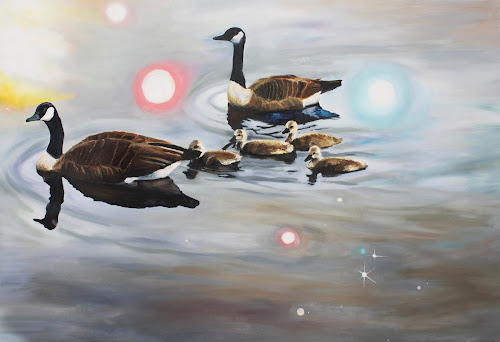 <p>
	Geese in Space</p>
<p>
	Oil on Canvas</p>
<p>
	24x36</p>
<p>
	SOLD</p>
<p>
	Also available in Prints or Cards</p>
