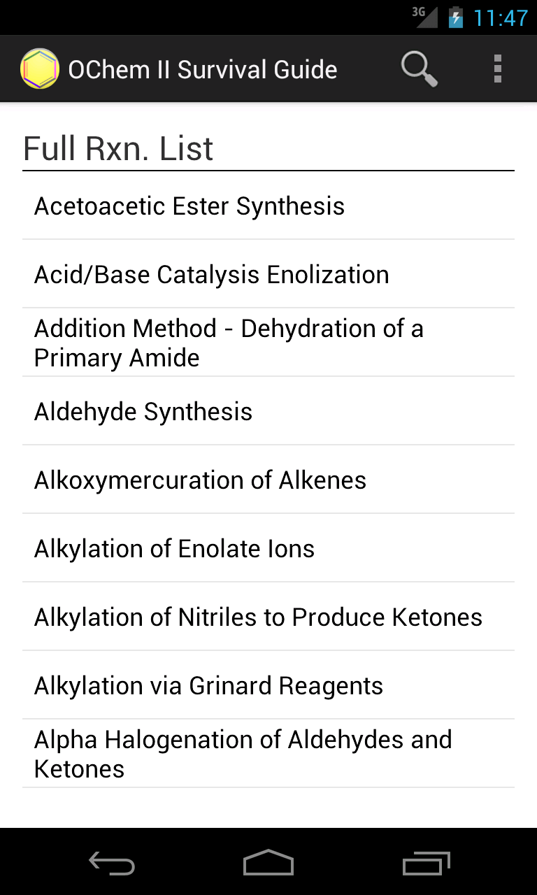 OChem II Survival Guide Screen 1