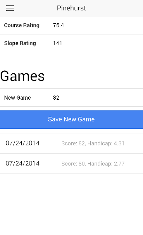 Android application Golf Handicap Manager screenshort