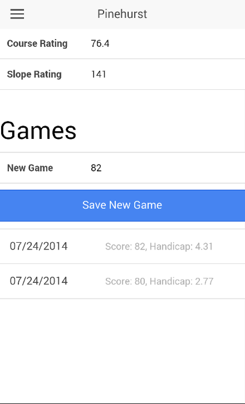 Golf Handicap Manager Screen 1