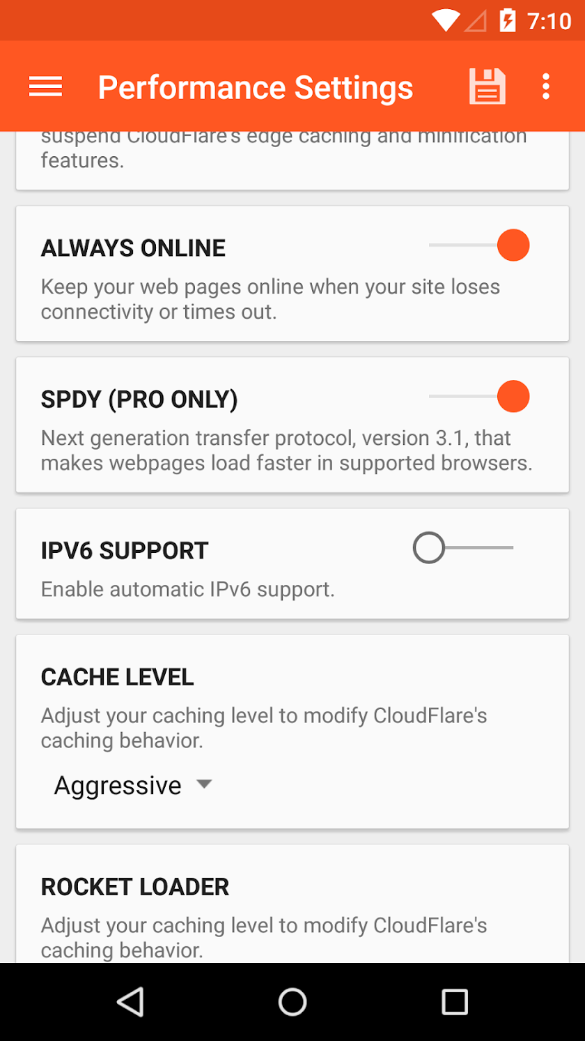 Mobile Manager for CloudFlare Screen 3