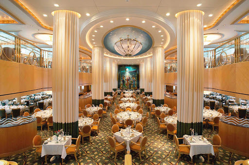 Jewel-of-the-Seas-Tides-Dining - The Tides Dining Room aboard Jewel of the Seas is an elegantly decorated two-level main dining area and restaurant.