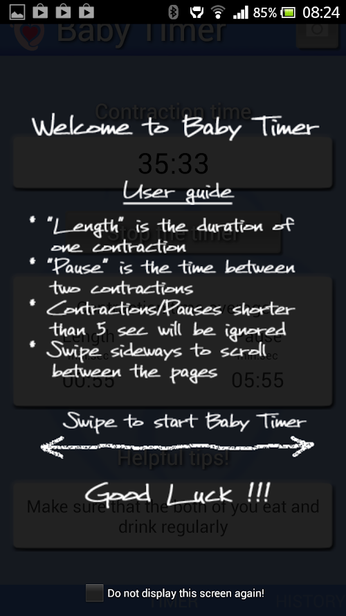 Android application Baby Timer screenshort