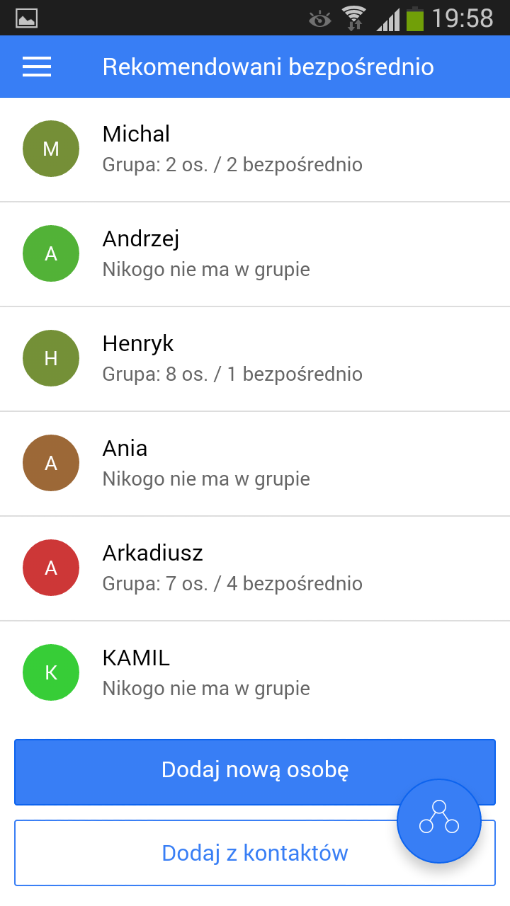 Android application MLM group manager screenshort