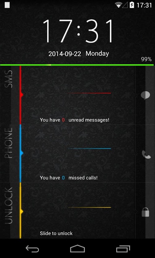 Android application KK Locker theme - Dark screenshort