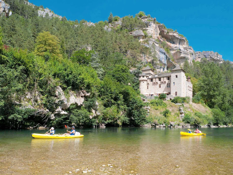 The picturesque Gorges du Tarn, where you can canoe on the Tarn River between the Causse Méjean and the Causse de Sauveterre, in southern France.