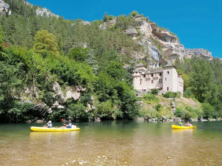 The picturesque Gorges du Tarn, where you can canoe on the Tarn River between the Causse Méjean and the Causse de Sauveterre, in southern France.