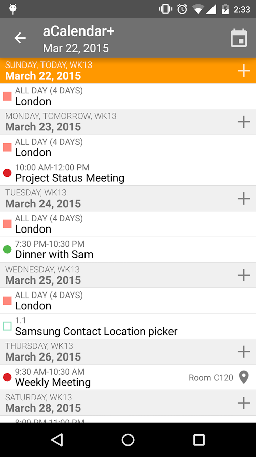    aCalendar+ Calendar & Tasks- screenshot  