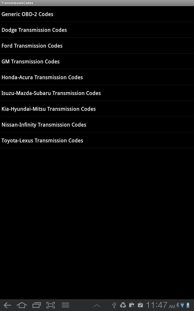 Transmission Code Encyclopedia Screen 2