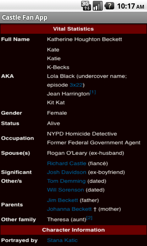 Castle Fan App Screen 2