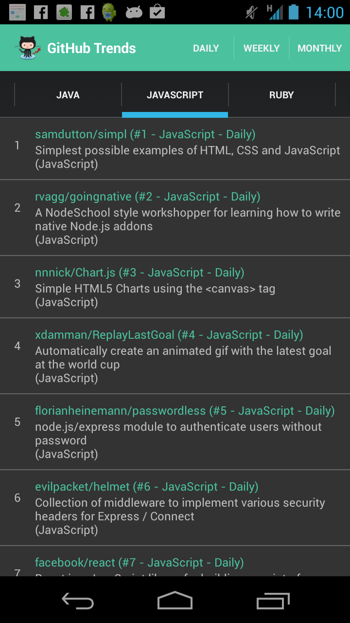 GitHub Trends Screen 1