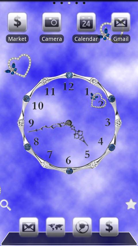 Android application Diamond Butterfly Clock LIVE screenshort