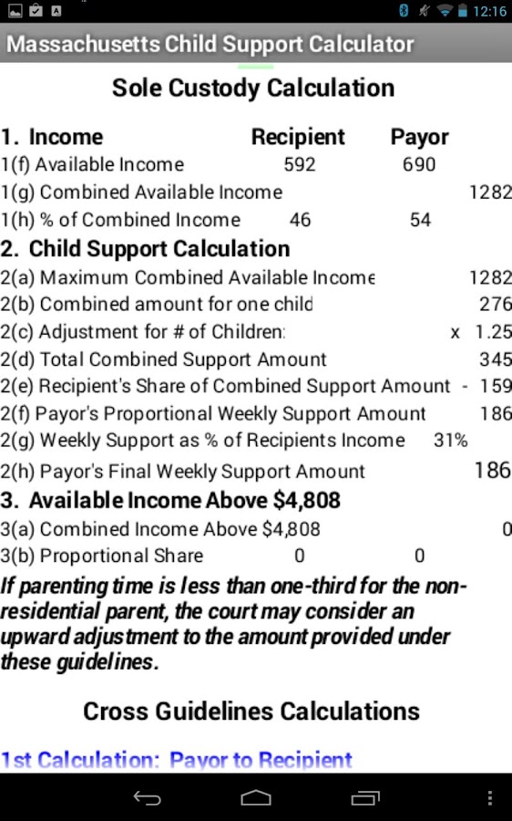 Worksheets Child Support Guidelines Worksheet Ma ma child support calculator android apps on google play screenshot