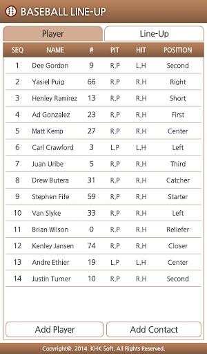 Baseball Line-Up Manager