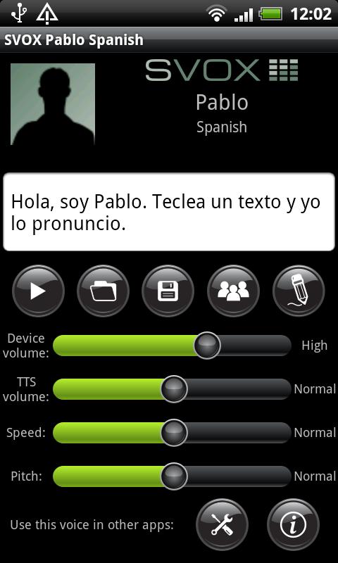Android application SVOX Spanish Pablo Voice screenshort