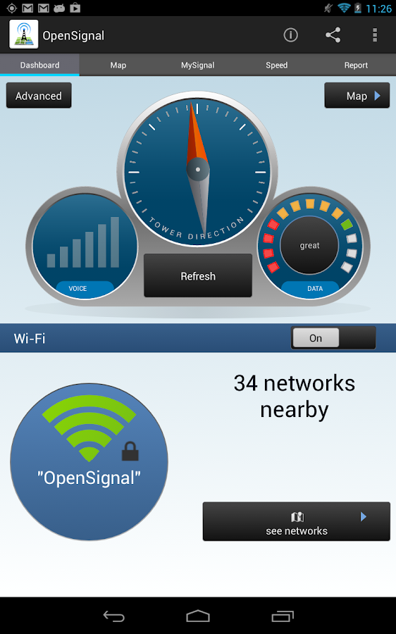 OpenSignal - 2G/3G/Wifi peta - screenshot