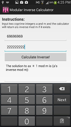 Modular Inverse Calculator