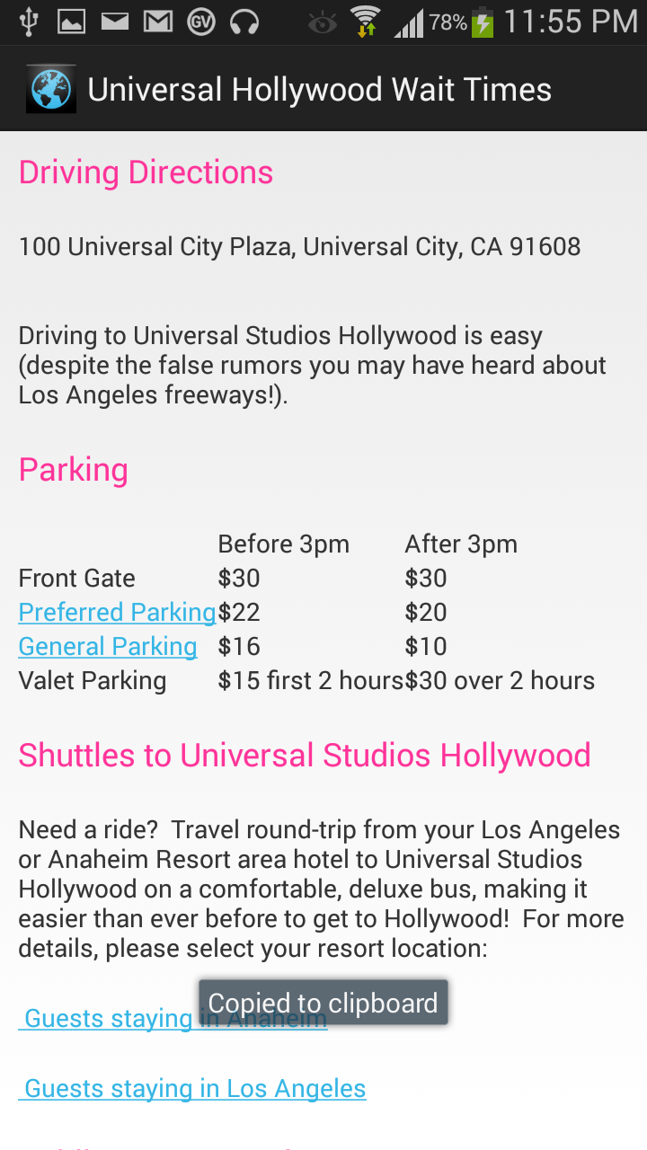 Universal Hollywood Guide Pro Screen 3