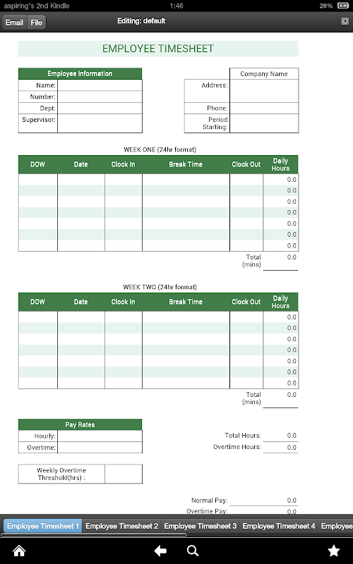 Android application Monthly Employees Timesheet screenshort