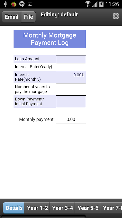 Android application Mortgage Payment Tracker screenshort
