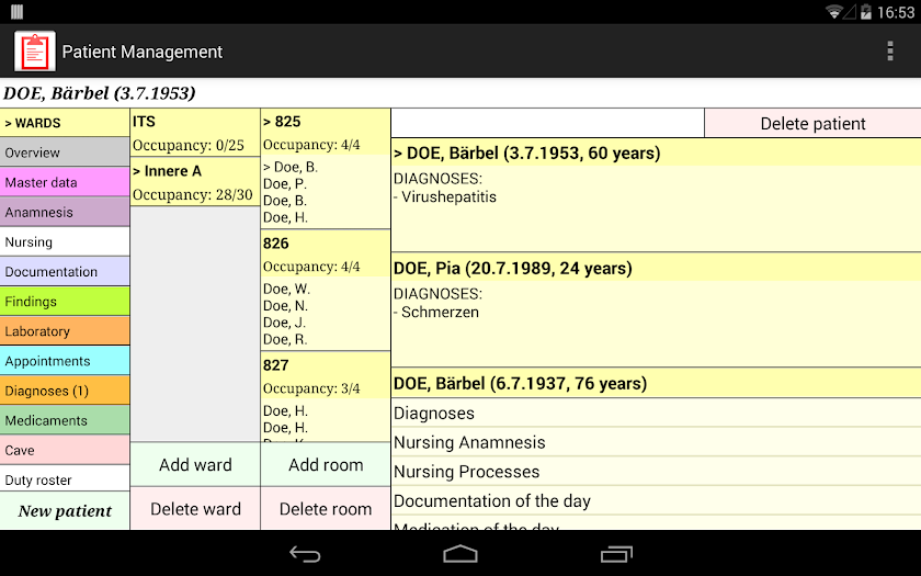Patient Management Screen 1