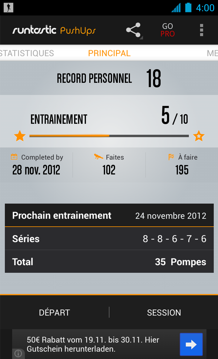 Android application Runtastic Push-Ups Workout screenshort