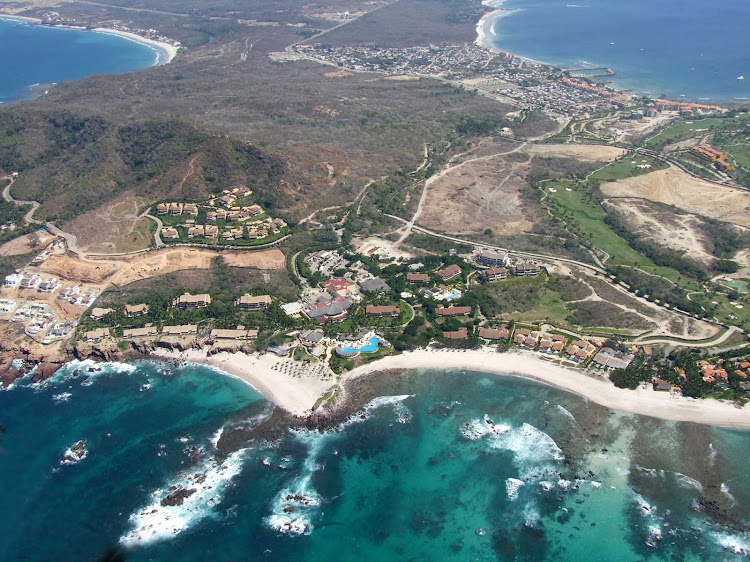 Aerial view of the pristine beaches of the Four Seasons Resort Punta Mita, Mexico.