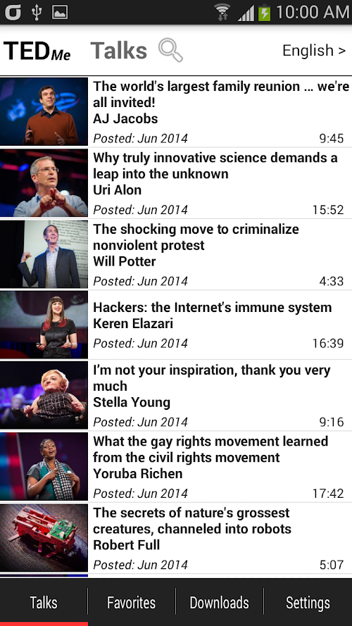 Android application Learning language for TED screenshort