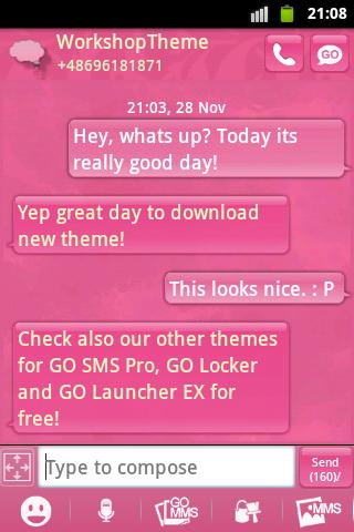 短信主題粉紅可愛甜美 GO SMS Theme Pink