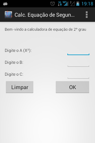 Calc. Equação de 2º Grau