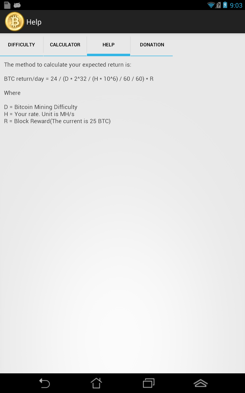 Bitcoin Mining Calculator Pro Screen 3