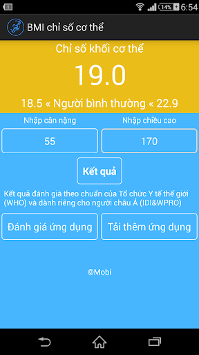 Tính chỉ số cơ thể BMI VietNam