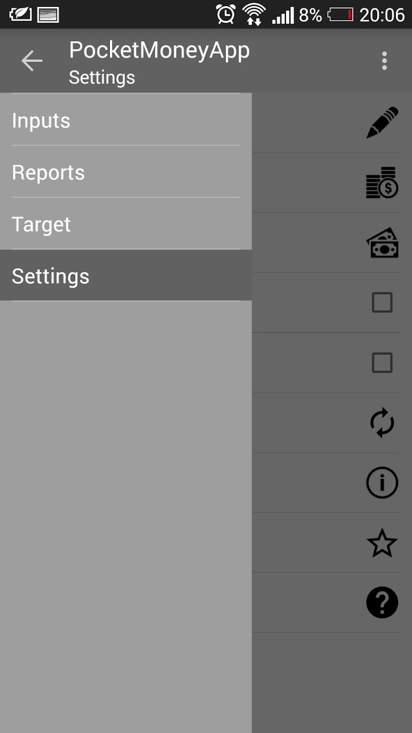 Pocket Money App Screen 1