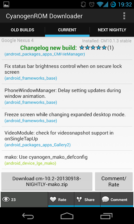 Cyanogen ROM Downloader AdFree - screenshot