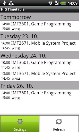 HiG Timetables