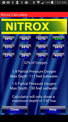 Scuba Nitrox MOD Calculator