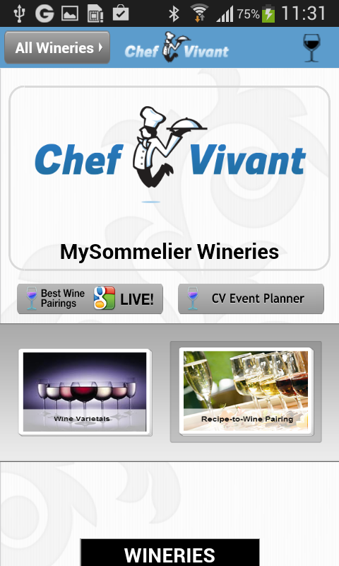 Android application Chef Vivant MySommelier Pro screenshort