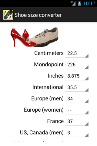 Shoe size converter