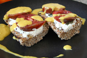 Heirloom Tomato with Mango Vinaigrette on a Toasted Baguette