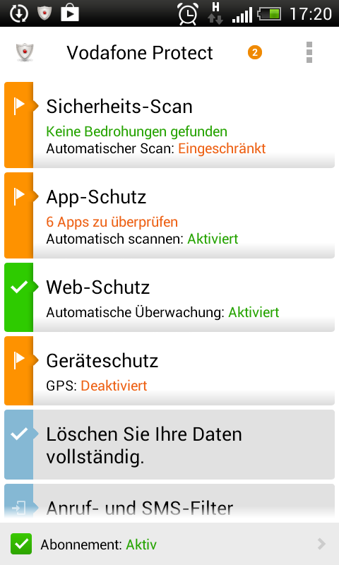 Android application Vodafone Secure Net screenshort