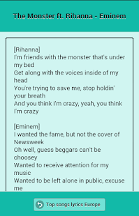 Top songs lyrics Europe Screenshots 4