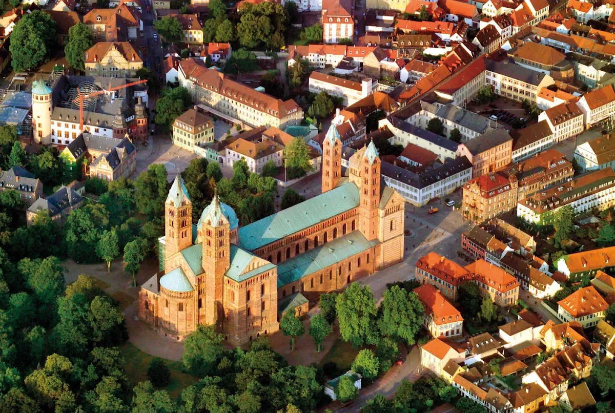 Germany-Speyer-cathedral - An aerial view of Speyer Cathedral in Speyer, Germany. 