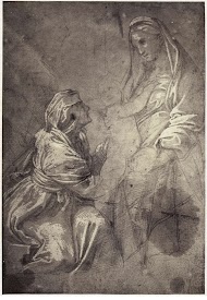 Fotoreproductie van een tekening van Rafaël, Maria met Christus en Elisabet