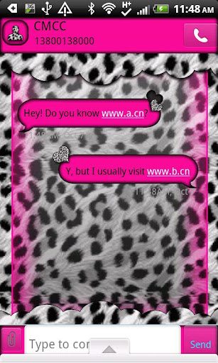 GO SMS THEME LovePinkLeopard