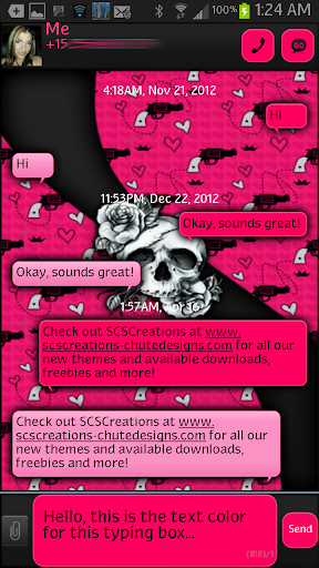 GO SMS - Rose Skulls 3