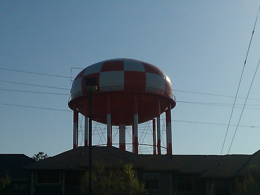 Red and White Water Tower