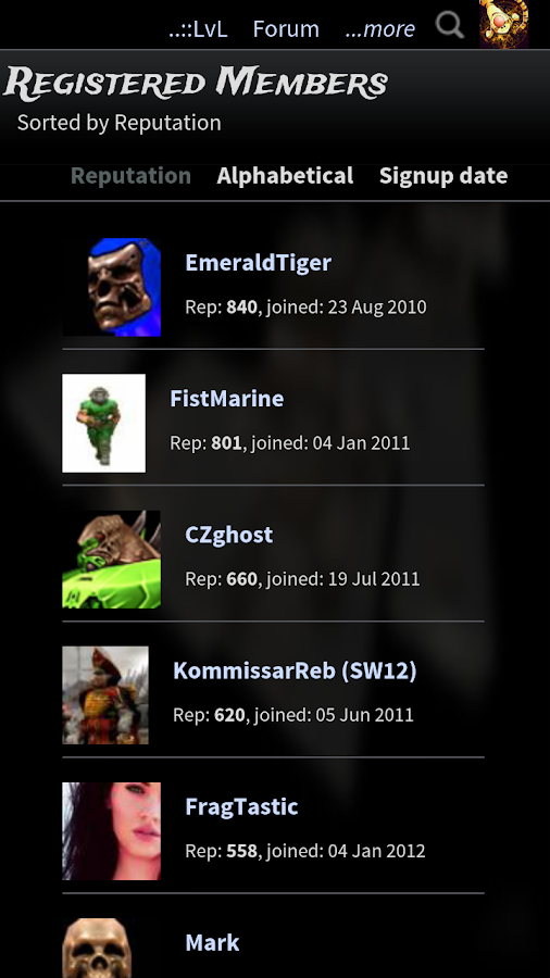    ..::LvL - Q3A Database- screenshot  