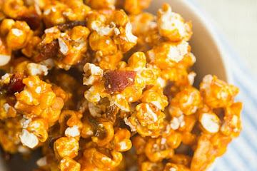 Bacon and Cashew Bourbon Caramel Corn