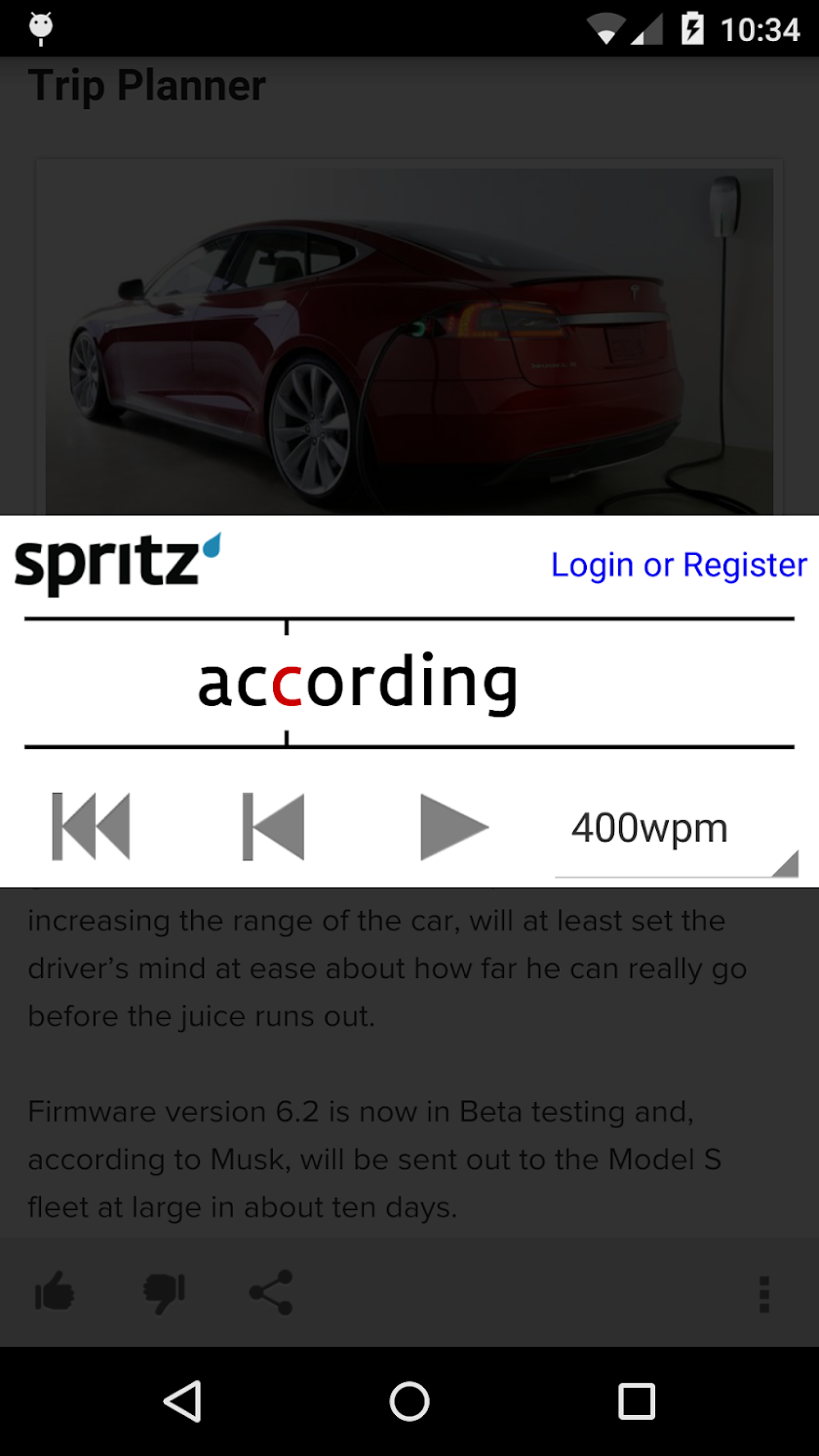ReadFast powered by Spritz Screen 2