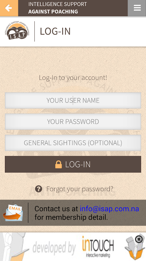   ISAP Namibia (ekrano kopija) 